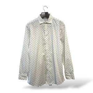 Charles Tyrwhitt White Patterned Slim Fit Shirt, 17.5/36